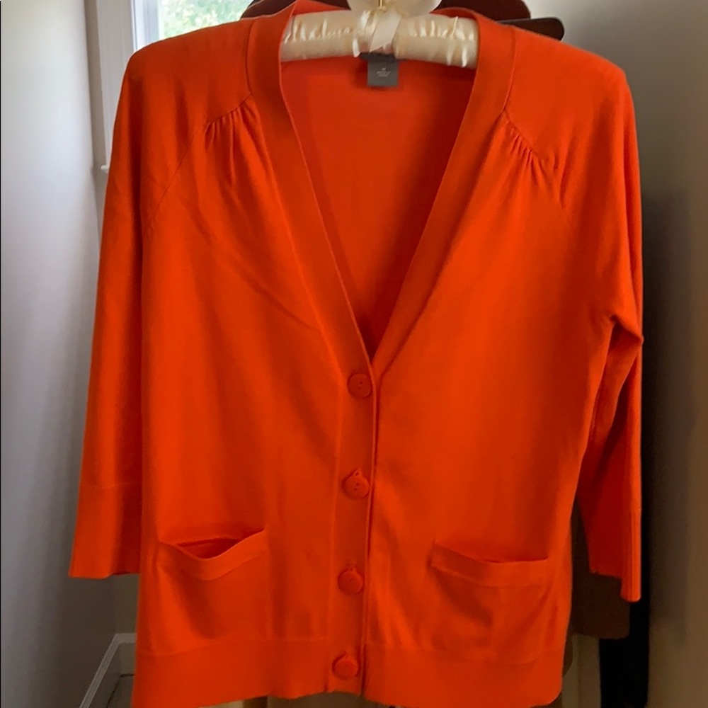 Orange silk blend Ann Taylor cardigan sz M